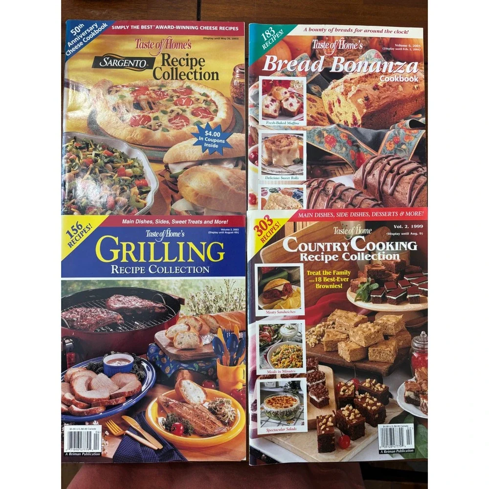 Vtg Taste of Home Recipe Collection 4 Pc Cookbooks Grilling Bread Bonanza Cheese
